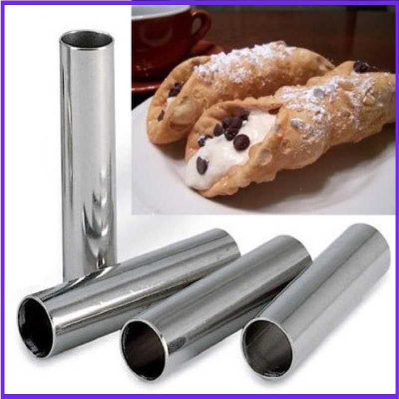 Danish Pancake Pan - Alluminum Cannoli Forms, 4 Tubes/Packs Cannolo